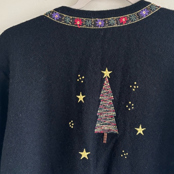 Bechamel Christmas Trees and Stars Wool Zip Up Sweater Size XL - Picture 13 of 13